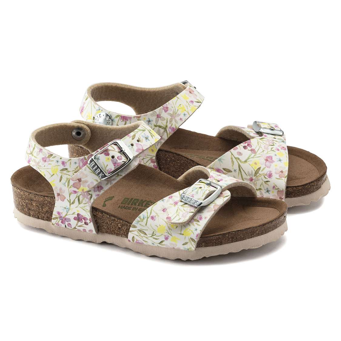 Birkenstock Rio Vegan Birko-Flor Girls Sandals Flower White | RKCHPOqgOS2