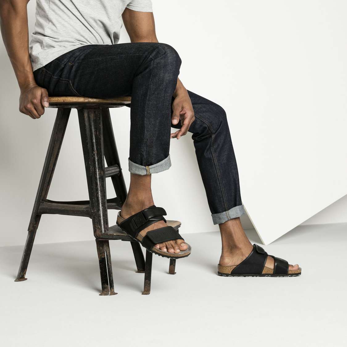 Birkenstock Rotterdam Microfiber Two Strap Sandals Black | PiXybgzEfOq