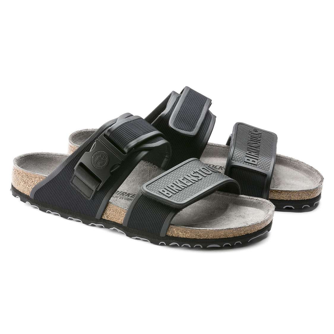 Birkenstock Rotterdam Microfiber Two Strap Sandals Black | PiXybgzEfOq