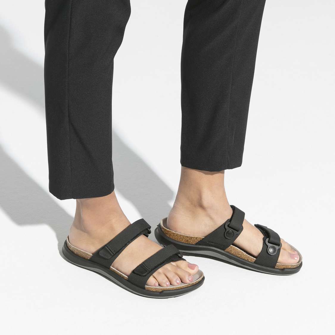 Birkenstock Sahara Birko-Flor Two Strap Sandals Black | J9nO8kCW8e3