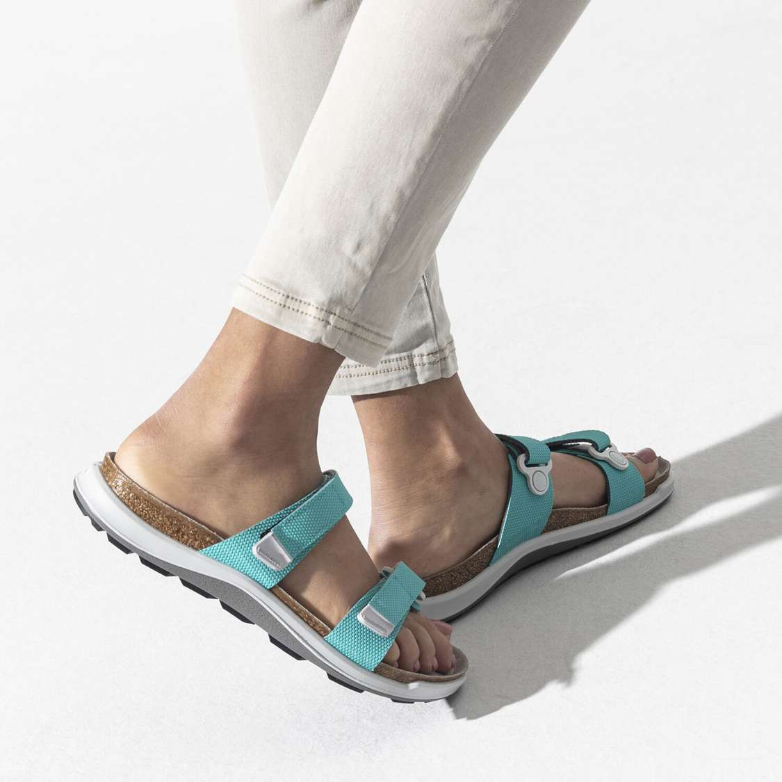 Birkenstock Sahara Birko-Flor Two Strap Sandals Light Turquoise | j784R2UB5aQ