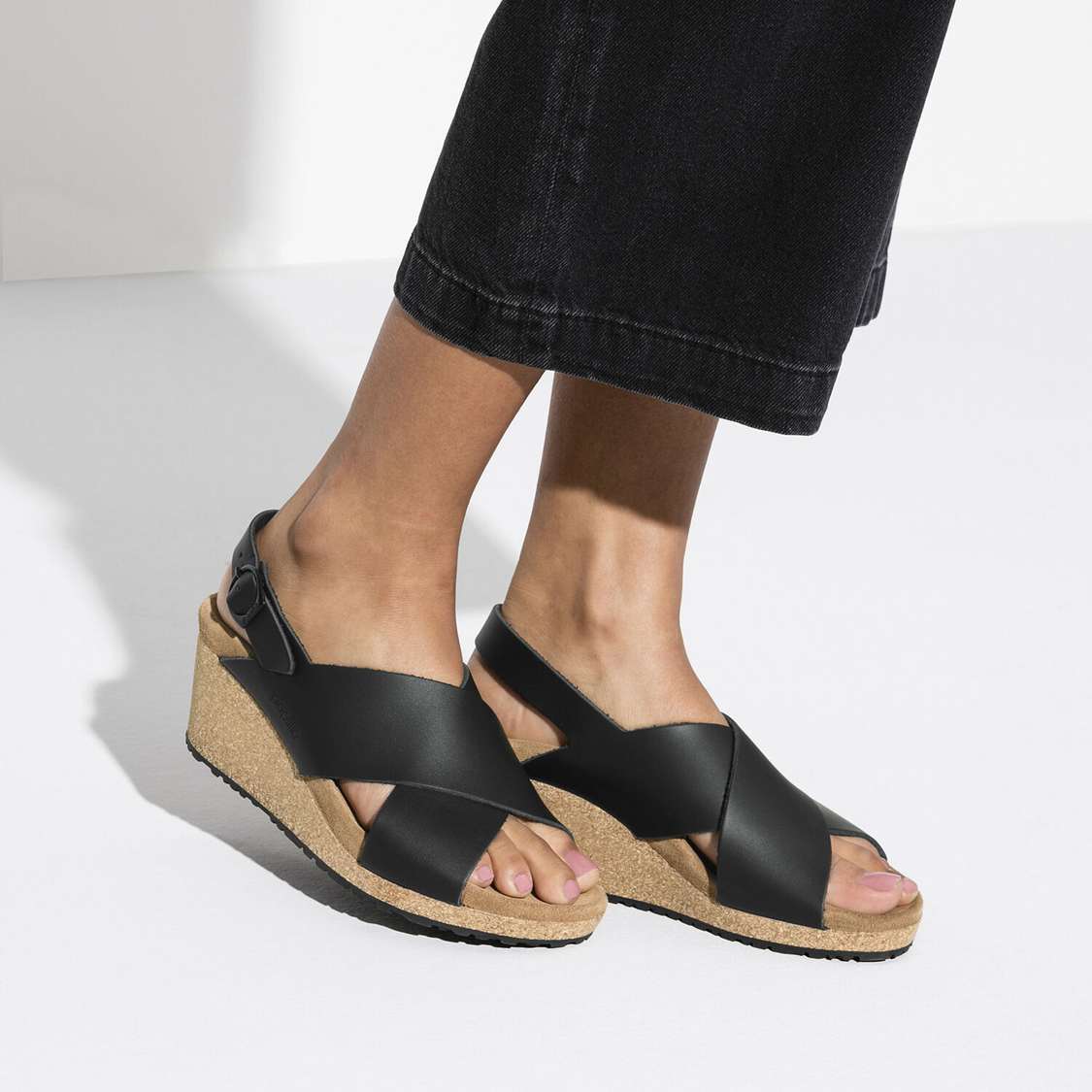 Birkenstock Samira Leather Back Strap Sandals Black | XqgcuYUz36x