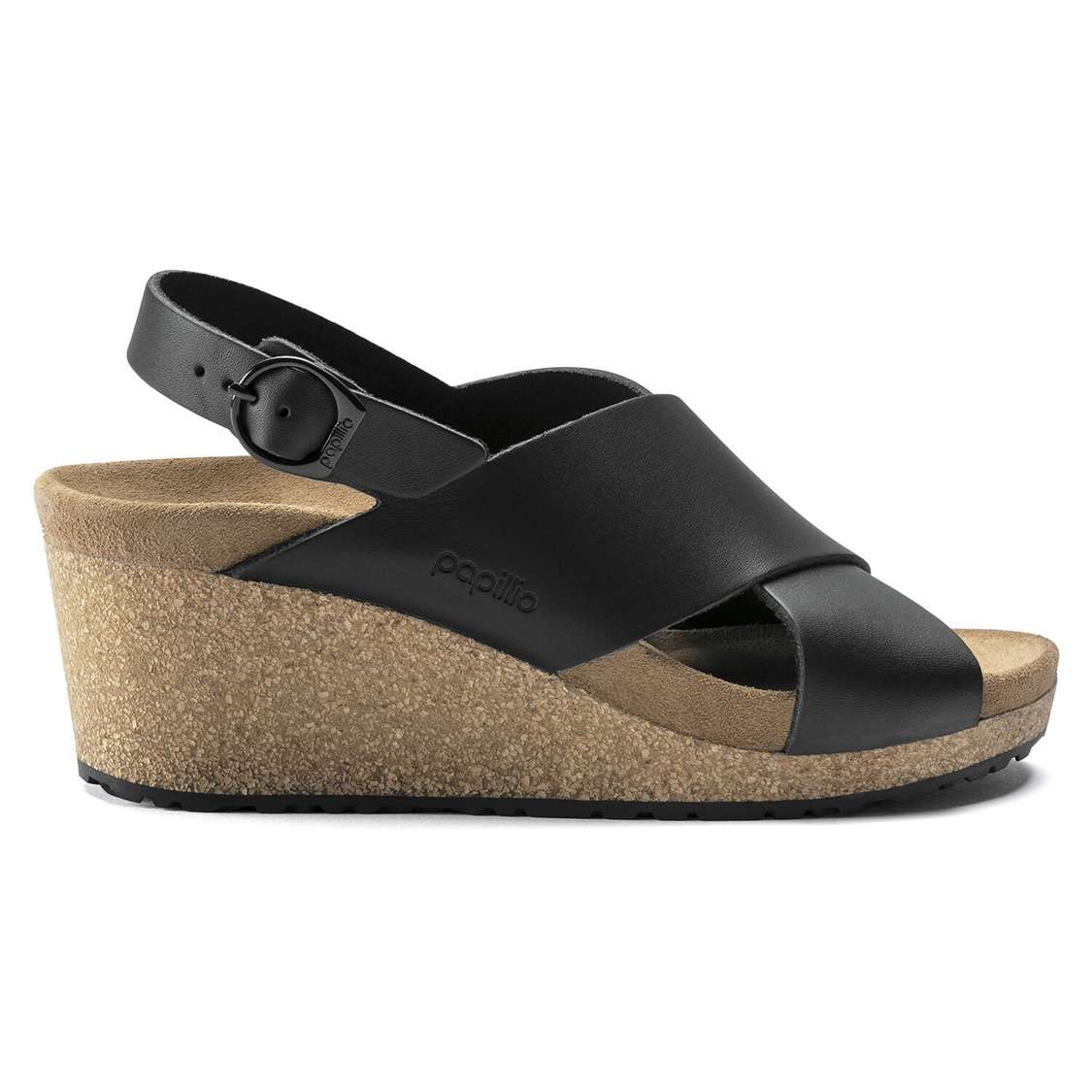 Birkenstock Samira Leather Two Strap Sandals Black | AToZWYYNb9J