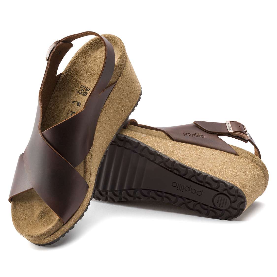 Birkenstock Samira Leather Two Strap Sandals Brown | G44uKKH72tB