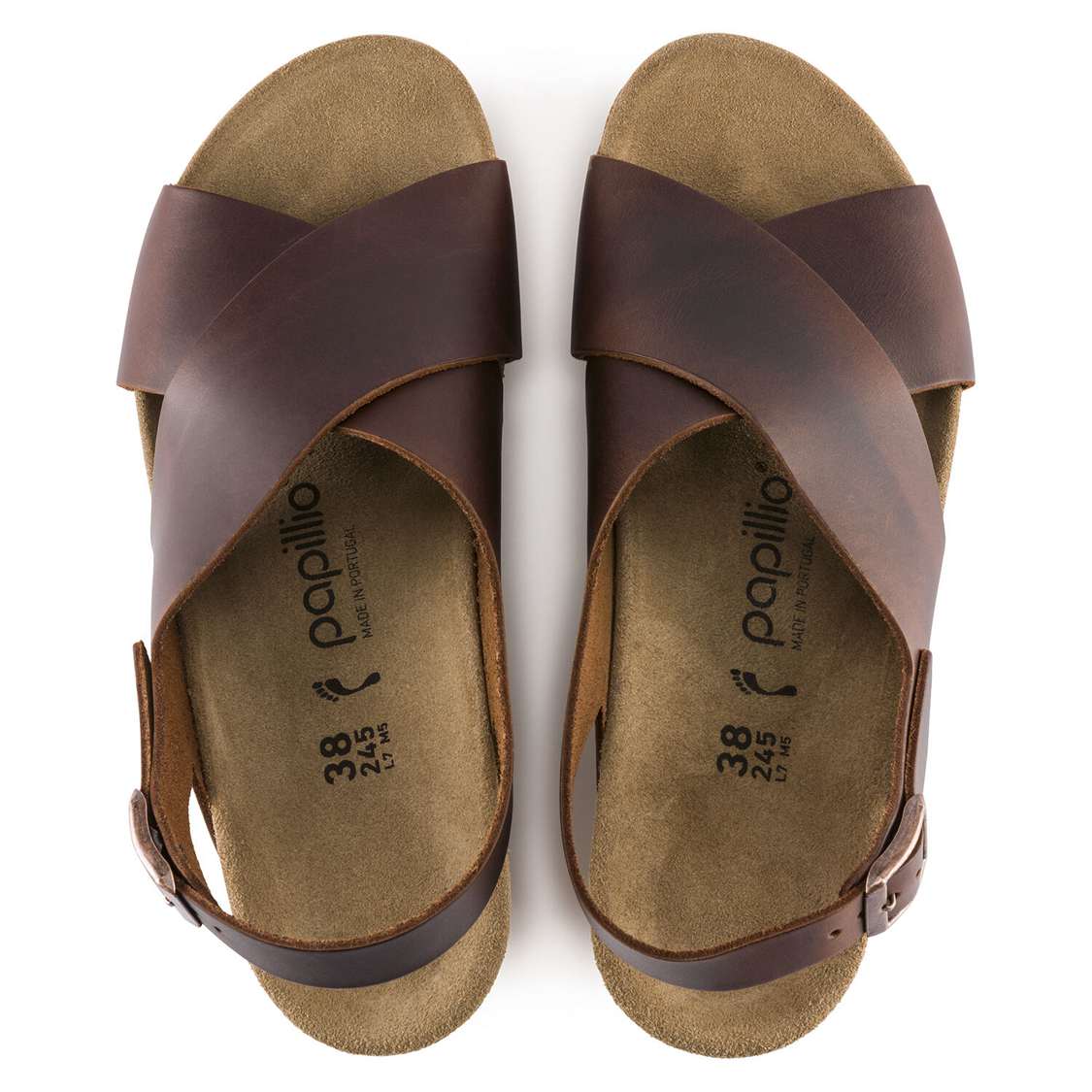 Birkenstock Samira Leather Two Strap Sandals Brown | G44uKKH72tB