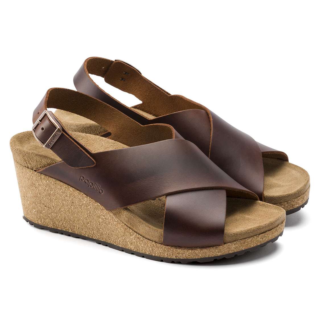 Birkenstock Samira Leather Two Strap Sandals Brown | G44uKKH72tB