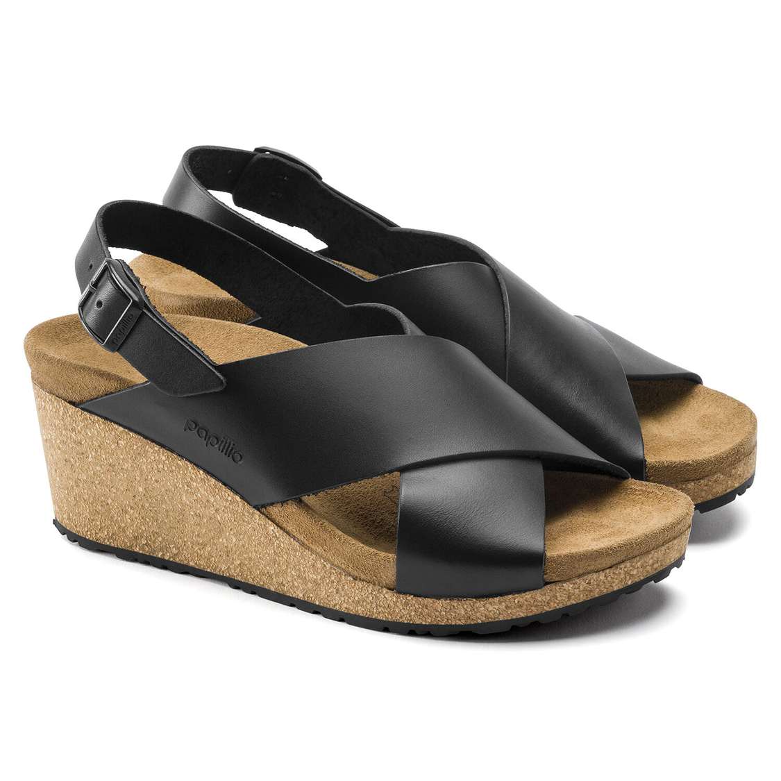 Birkenstock Samira Leather Two Strap Sandals Black | nujwlrpU5iv