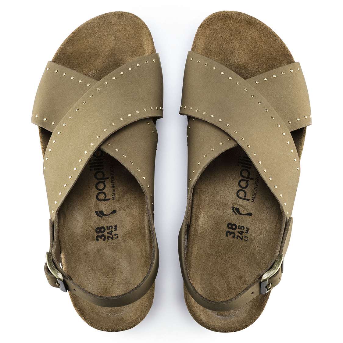 Birkenstock Samira Nubuck Leather Two Strap Sandals Green | NiUBwn9qF6X