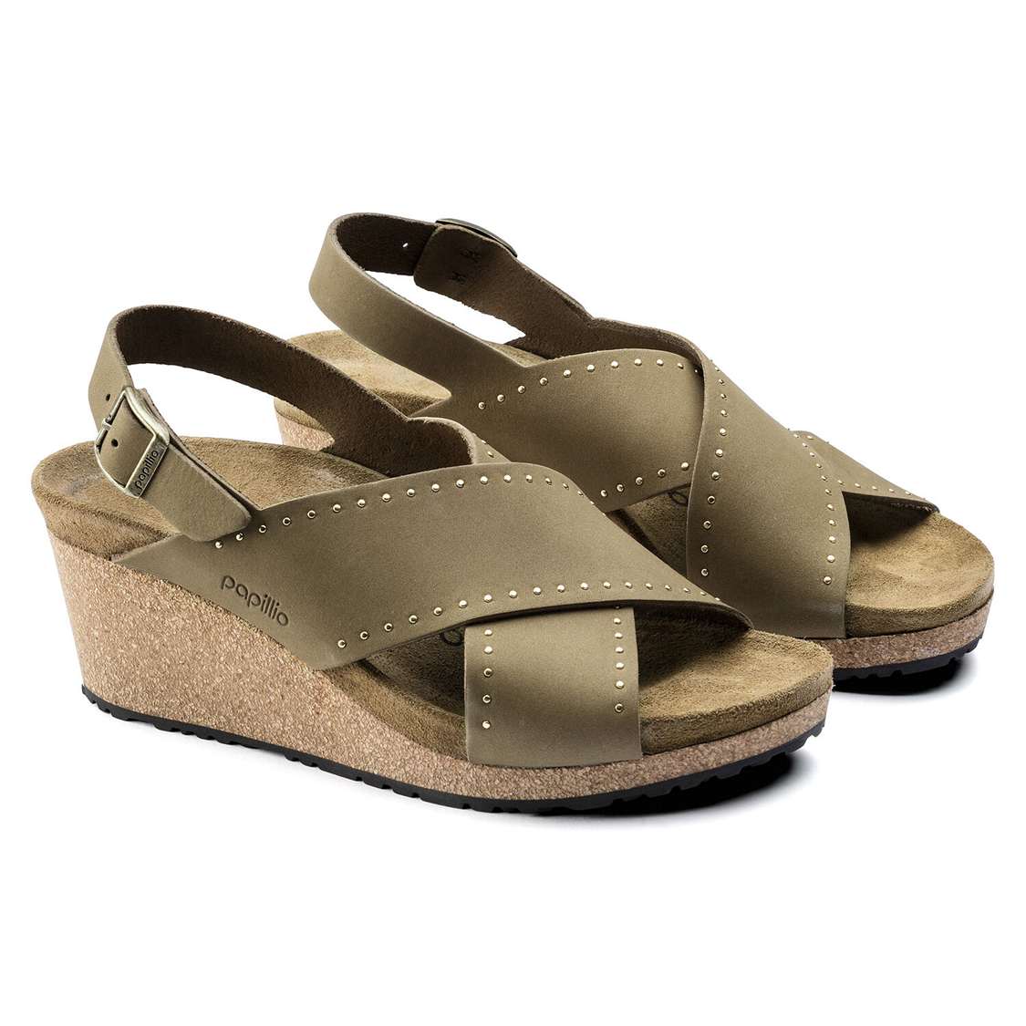 Birkenstock Samira Nubuck Leather Two Strap Sandals Green | NiUBwn9qF6X