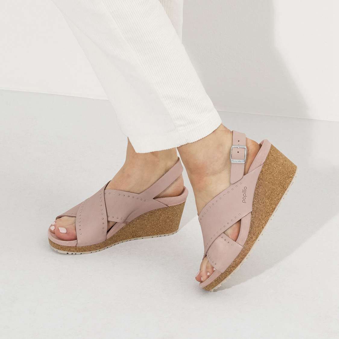 Birkenstock Samira Nubuck Leather Two Strap Sandals Rose | haCNxeuFsOU