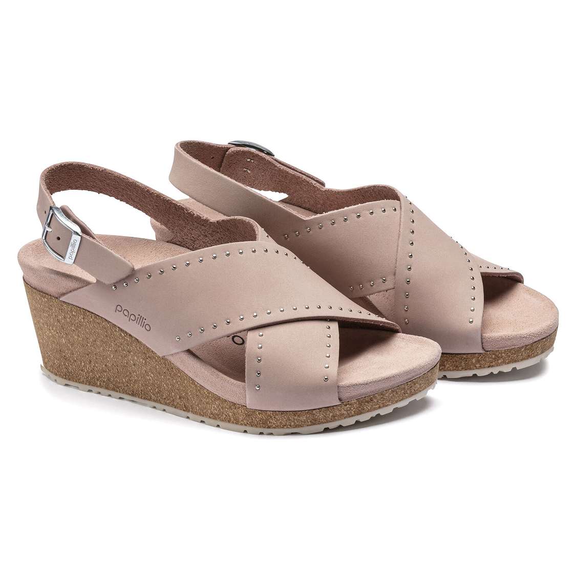 Birkenstock Samira Nubuck Leather Two Strap Sandals Rose | haCNxeuFsOU