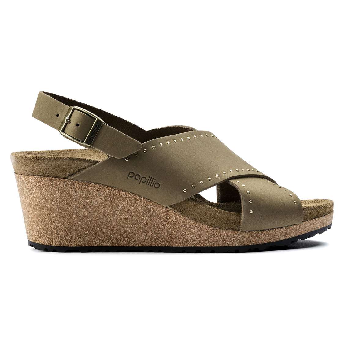 Birkenstock Samira Nubuck Leather Wedges Sandals Green | t9vS5UuL9JB