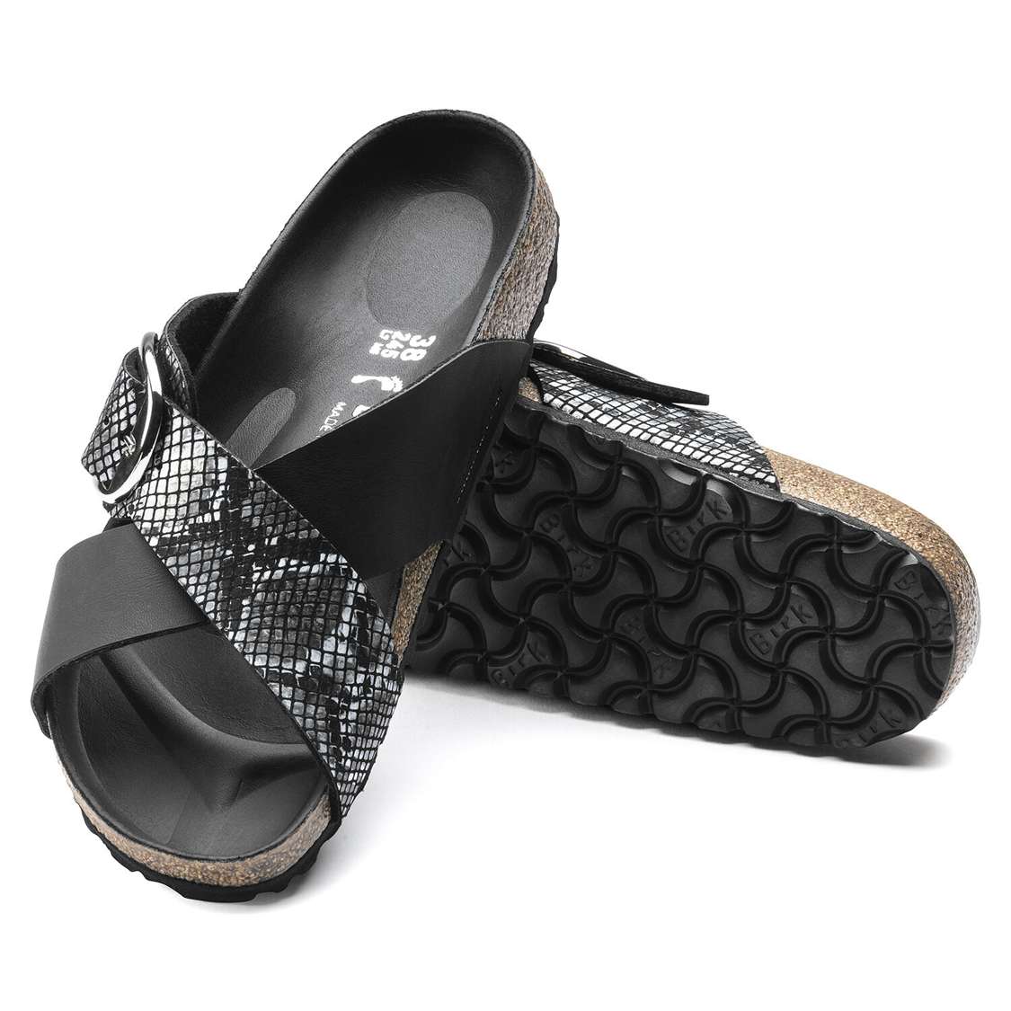 Birkenstock Siena Big Buckle Birko-Flor/Micro Fibre Two Strap Sandals Black | elT7Z8QH924