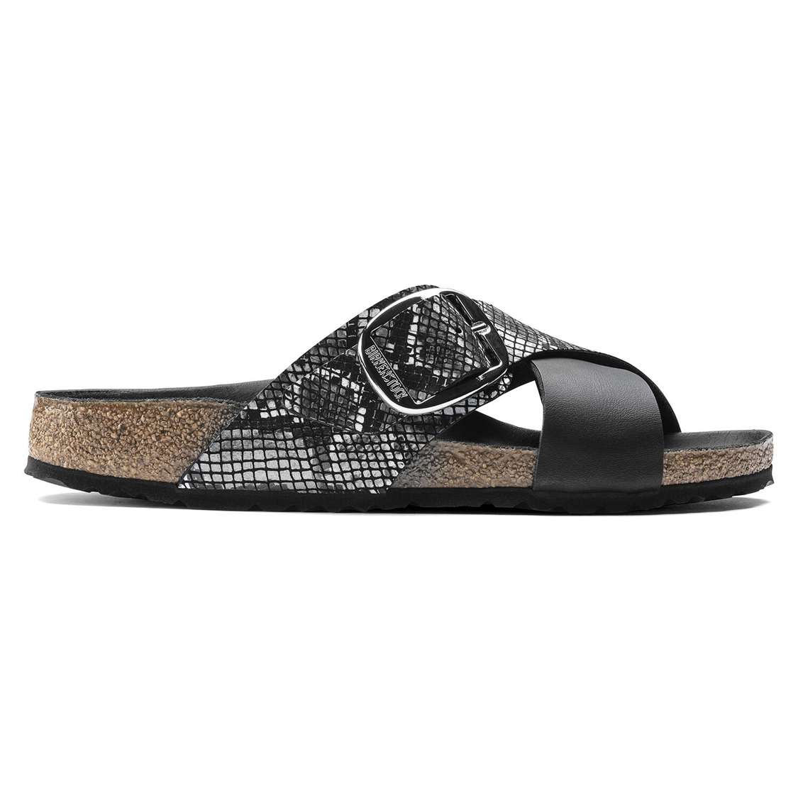 Birkenstock Siena Big Buckle Birko-Flor/Micro Fibre Two Strap Sandals Black | elT7Z8QH924