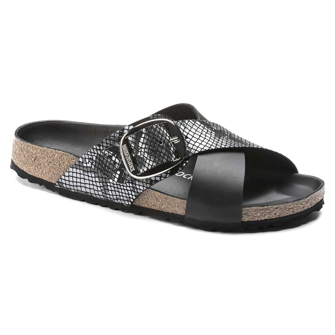 Birkenstock Siena Big Buckle Birko-Flor/Micro Fibre Two Strap Sandals Black | elT7Z8QH924