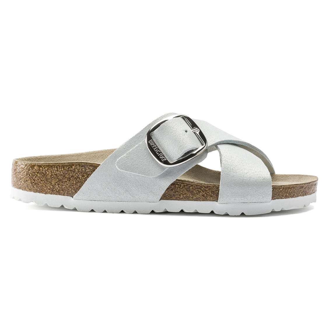 Birkenstock Siena Big Buckle Suede Leather Two Strap Sandals Wash White | BJUdiw1V93s