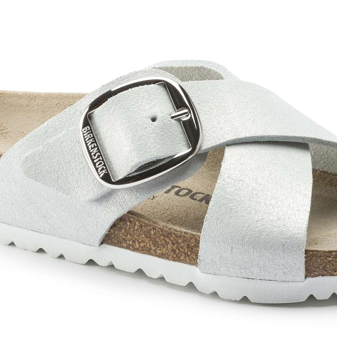 Birkenstock Siena Big Buckle Suede Leather Two Strap Sandals Wash White | BJUdiw1V93s