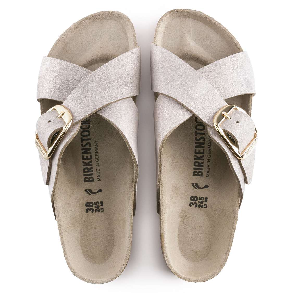 Birkenstock Siena Big Buckle Suede Leather Two Strap Sandals Wash Rose Gold | ftinZdZgUru