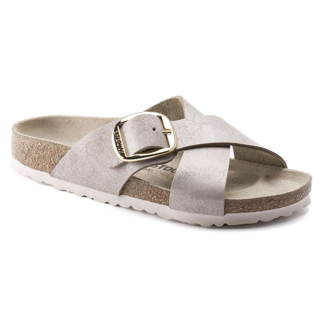 Birkenstock Siena Big Buckle Suede Leather Two Strap Sandals Wash Rose Gold | ftinZdZgUru