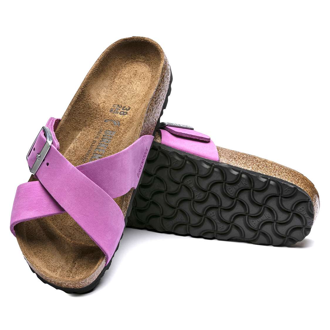 Birkenstock Siena Nubuck Leather Two Strap Sandals Purple | 9GcU5RLRC2f