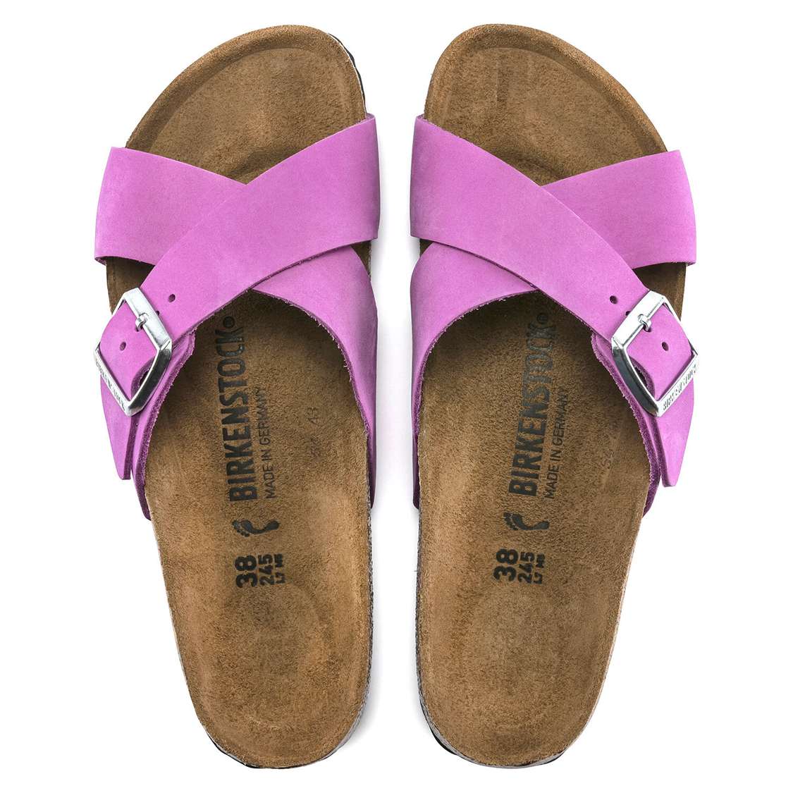 Birkenstock Siena Nubuck Leather Two Strap Sandals Purple | 9GcU5RLRC2f