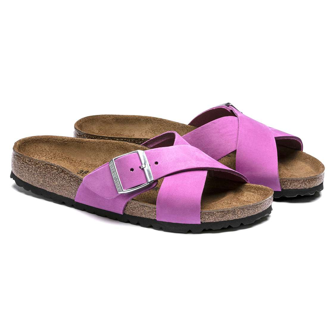 Birkenstock Siena Nubuck Leather Two Strap Sandals Purple | 9GcU5RLRC2f