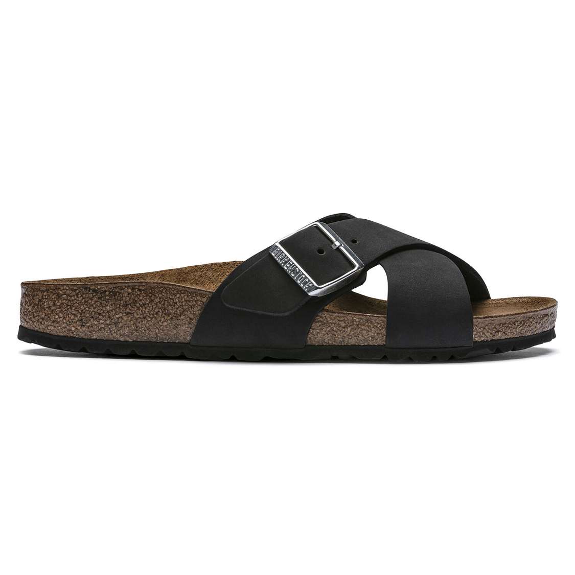 Birkenstock Siena Nubuck Leather Two Strap Sandals Black | JLjVyuL5lTe