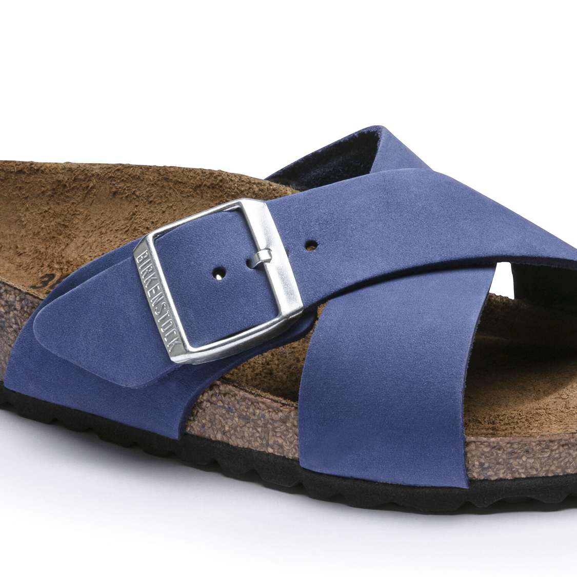 Birkenstock Siena Nubuck Leather Two Strap Sandals AZURE Blue | XGmcT7MUJVL