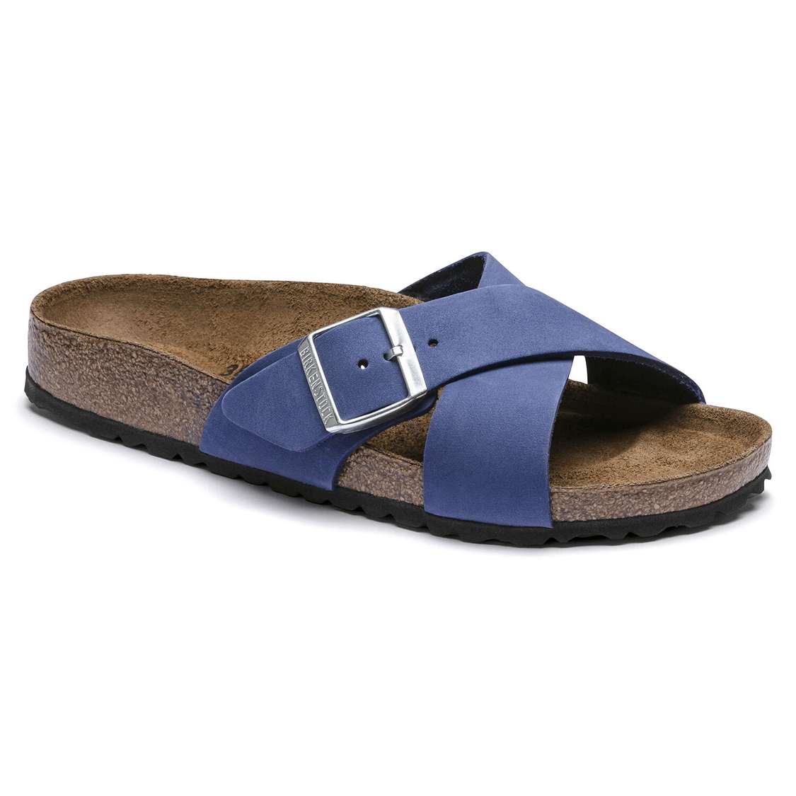 Birkenstock Siena Nubuck Leather Two Strap Sandals AZURE Blue | XGmcT7MUJVL