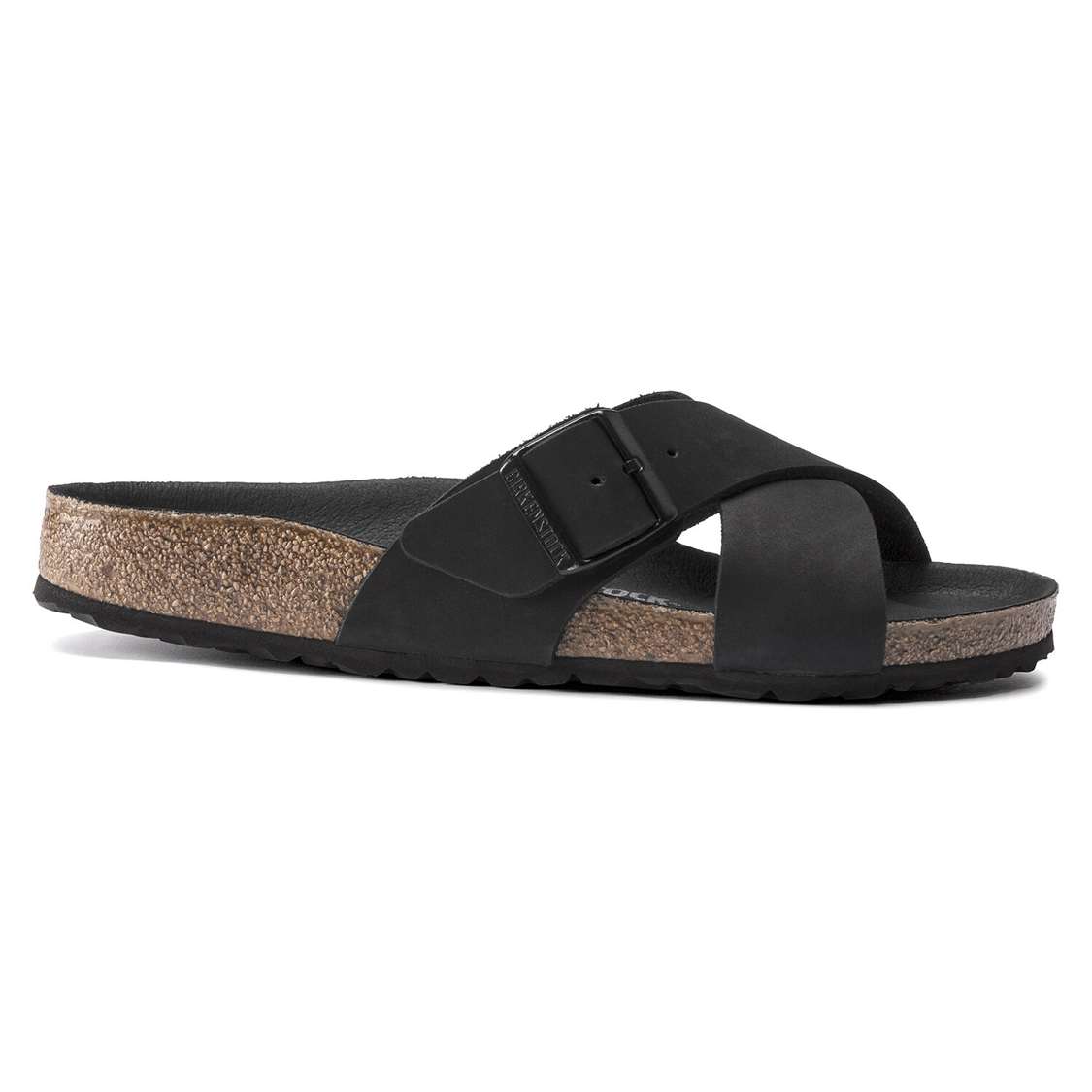 Birkenstock Siena Nubuck Leather Two Strap Sandals Black | arsgvnbxR6N