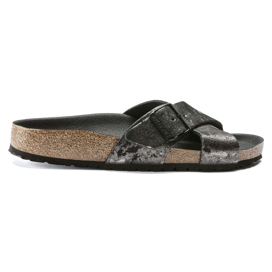 Birkenstock Siena Suede Leather Two Strap Sandals Black | MXhuIfMShlw