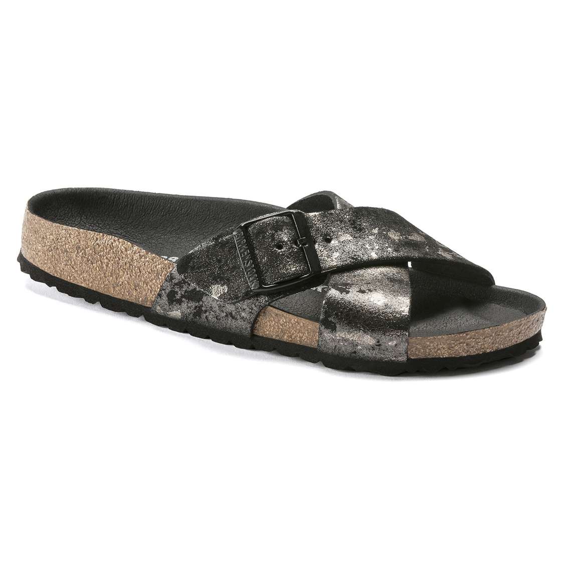 Birkenstock Siena Suede Leather Two Strap Sandals Black | MXhuIfMShlw