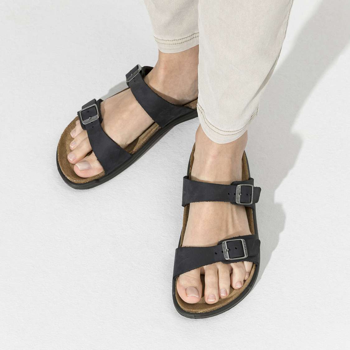 Birkenstock Sierra Oiled Leather Two Strap Sandals Black | aeqEfG18pyV