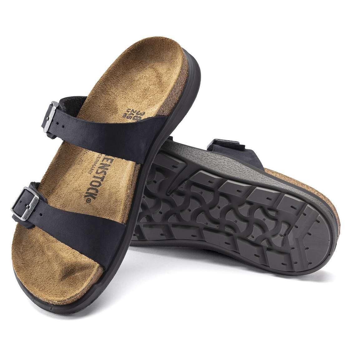 Birkenstock Sierra Oiled Leather Two Strap Sandals Black | aeqEfG18pyV