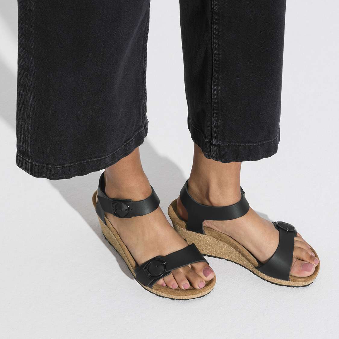 Birkenstock Soley Leather Back Strap Sandals Black | ZV4H6vAAcuo