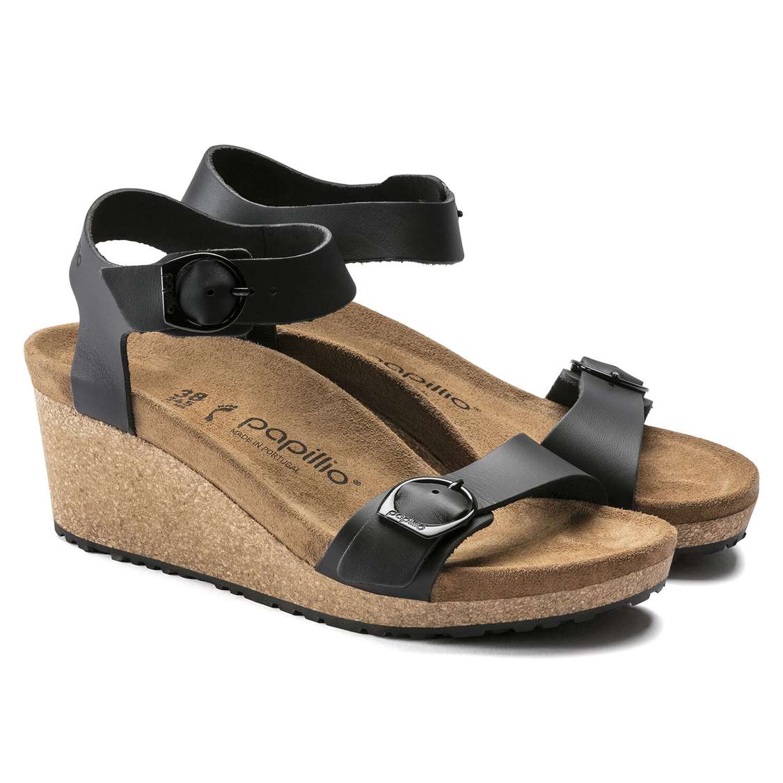 Birkenstock Soley Leather Back Strap Sandals Black | ZV4H6vAAcuo