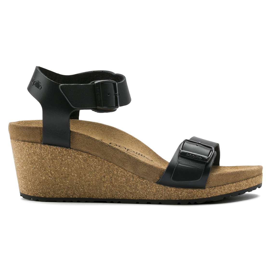 Birkenstock Soley Leather Back Strap Sandals Black | jzJRWQPIQdm