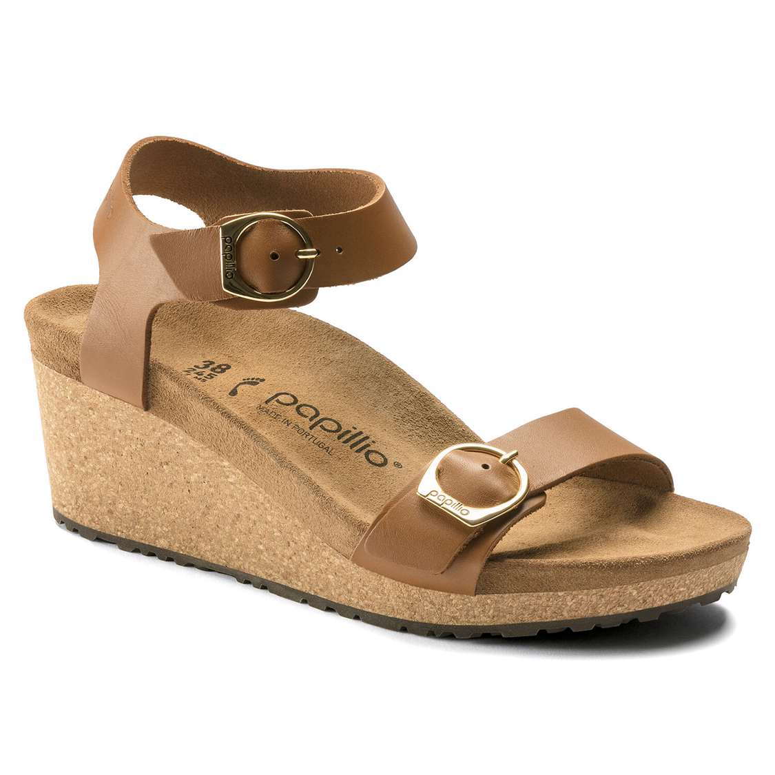 Birkenstock Soley Leather Wedges Sandals Brown | zZtZqbIyB57