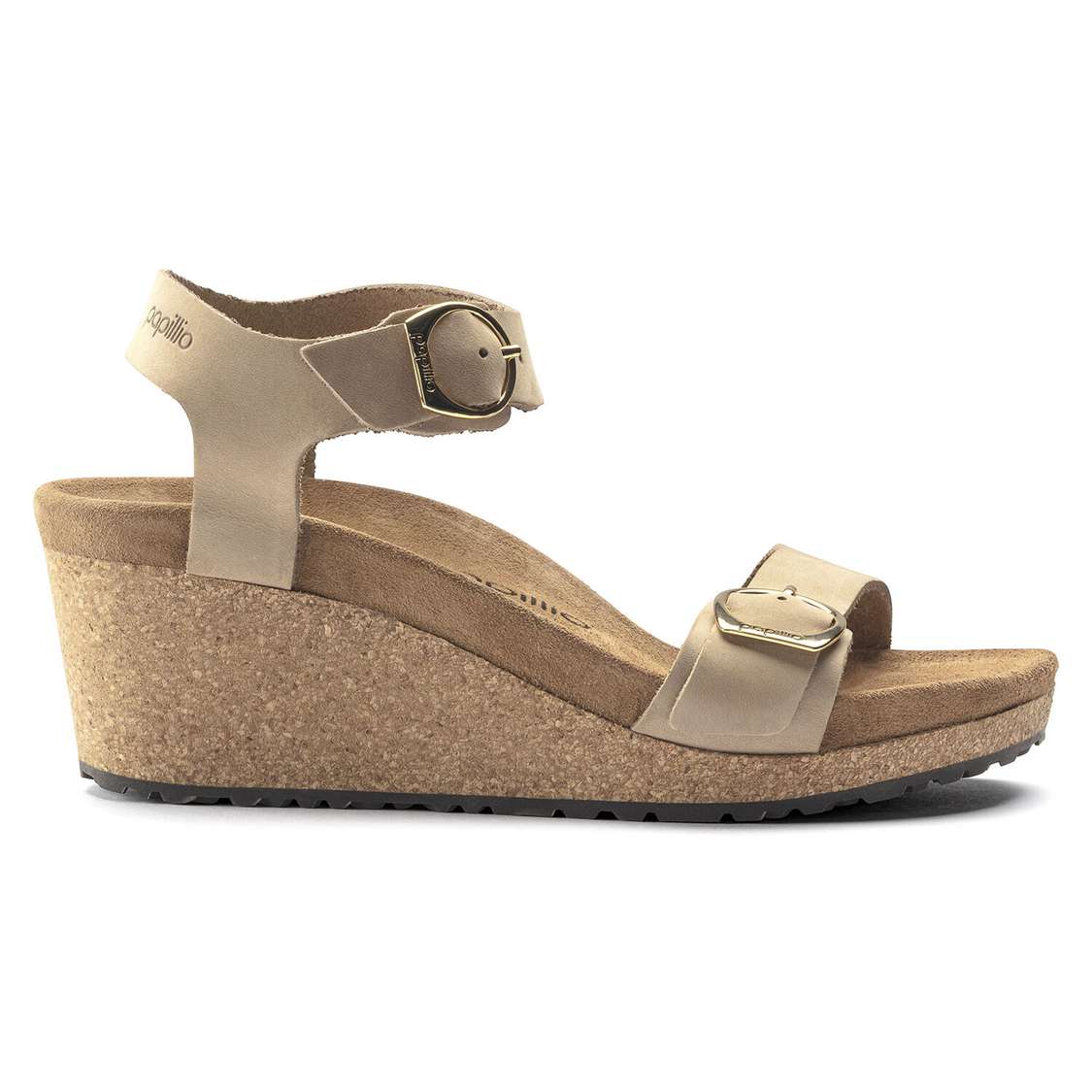 Birkenstock Soley Nubuck Leather Wedges Sandals Brown | k49HKaHqz1Z