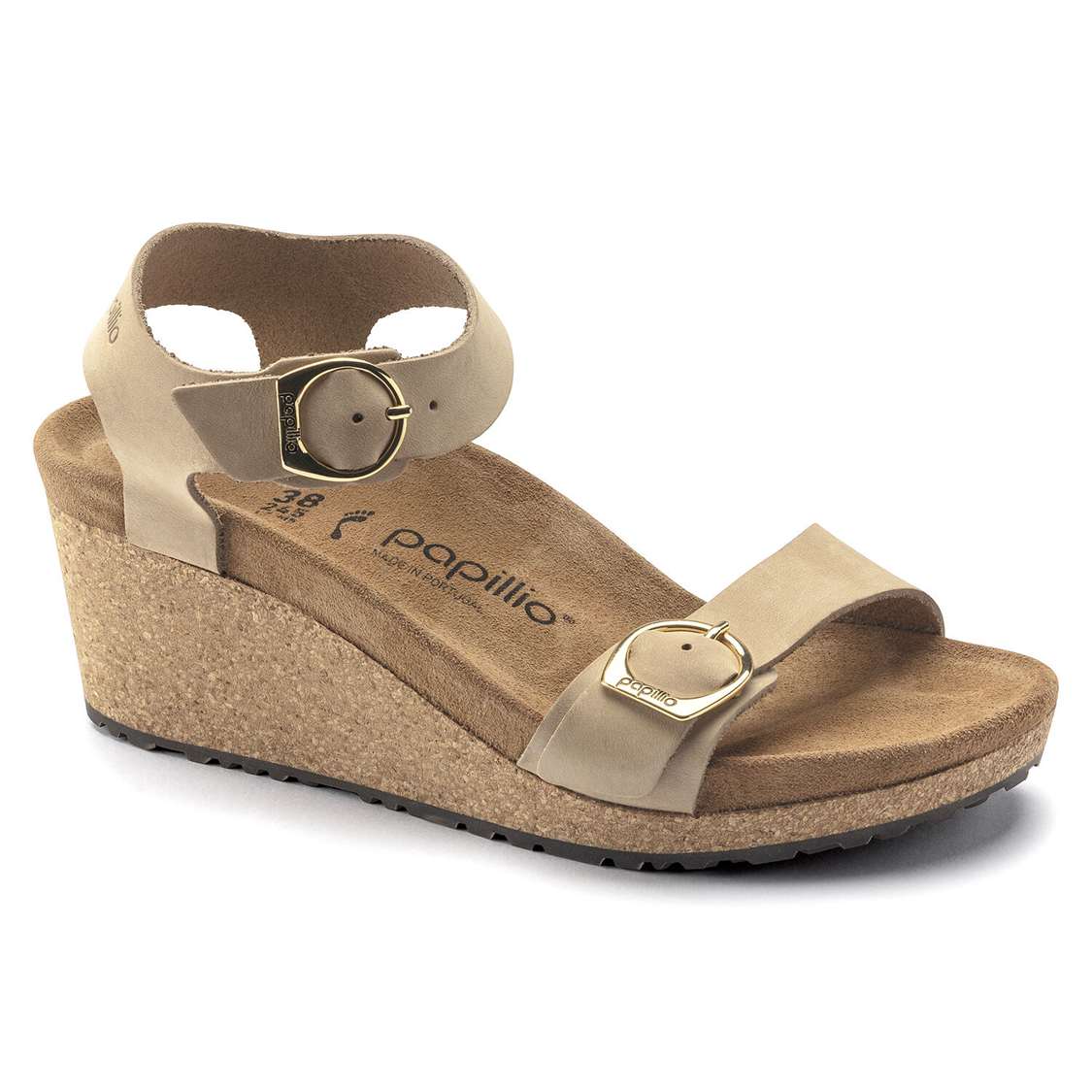 Birkenstock Soley Nubuck Leather Wedges Sandals Brown | k49HKaHqz1Z