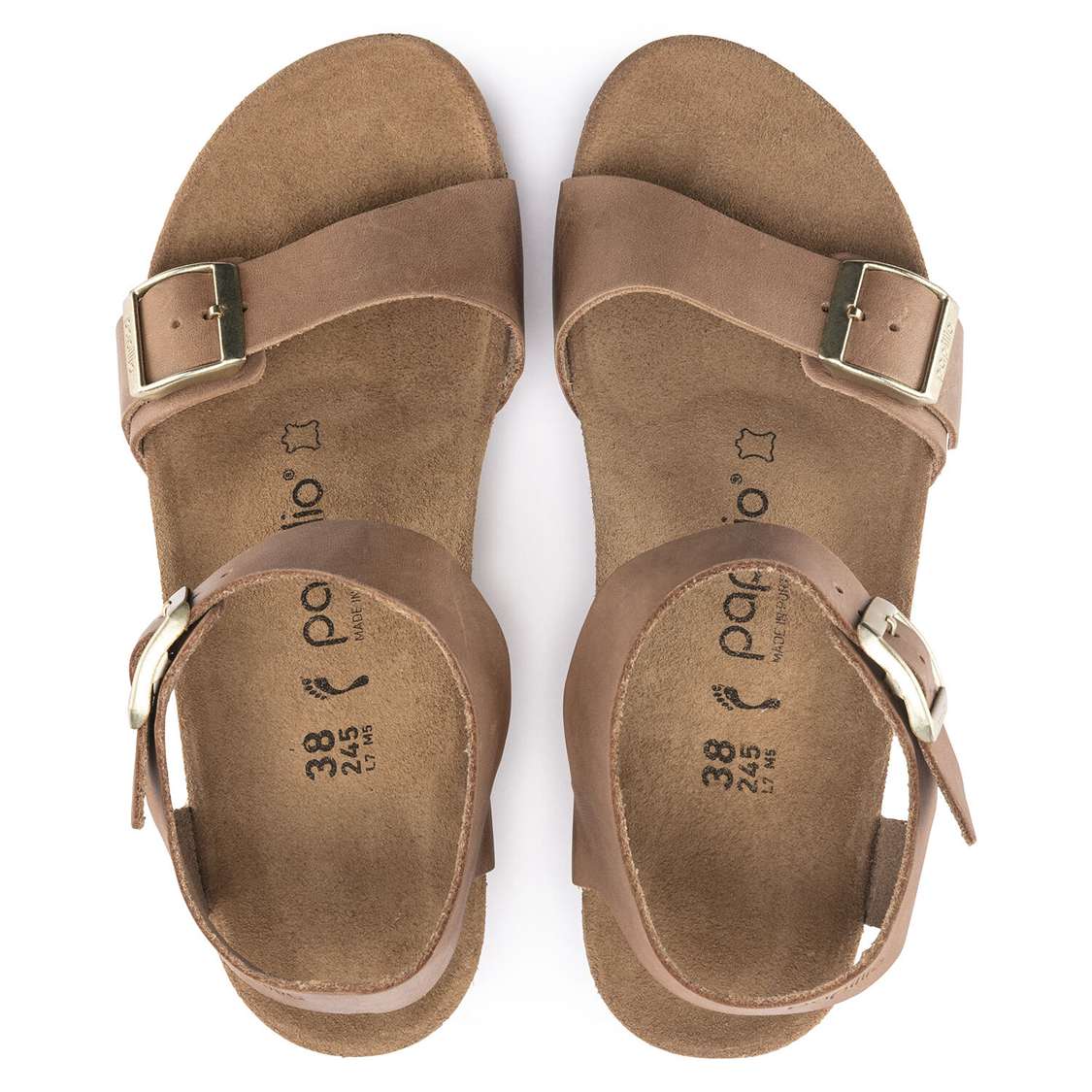 Birkenstock Soley Oiled Leather Two Strap Sandals Brown | 8updvQ8KMN8