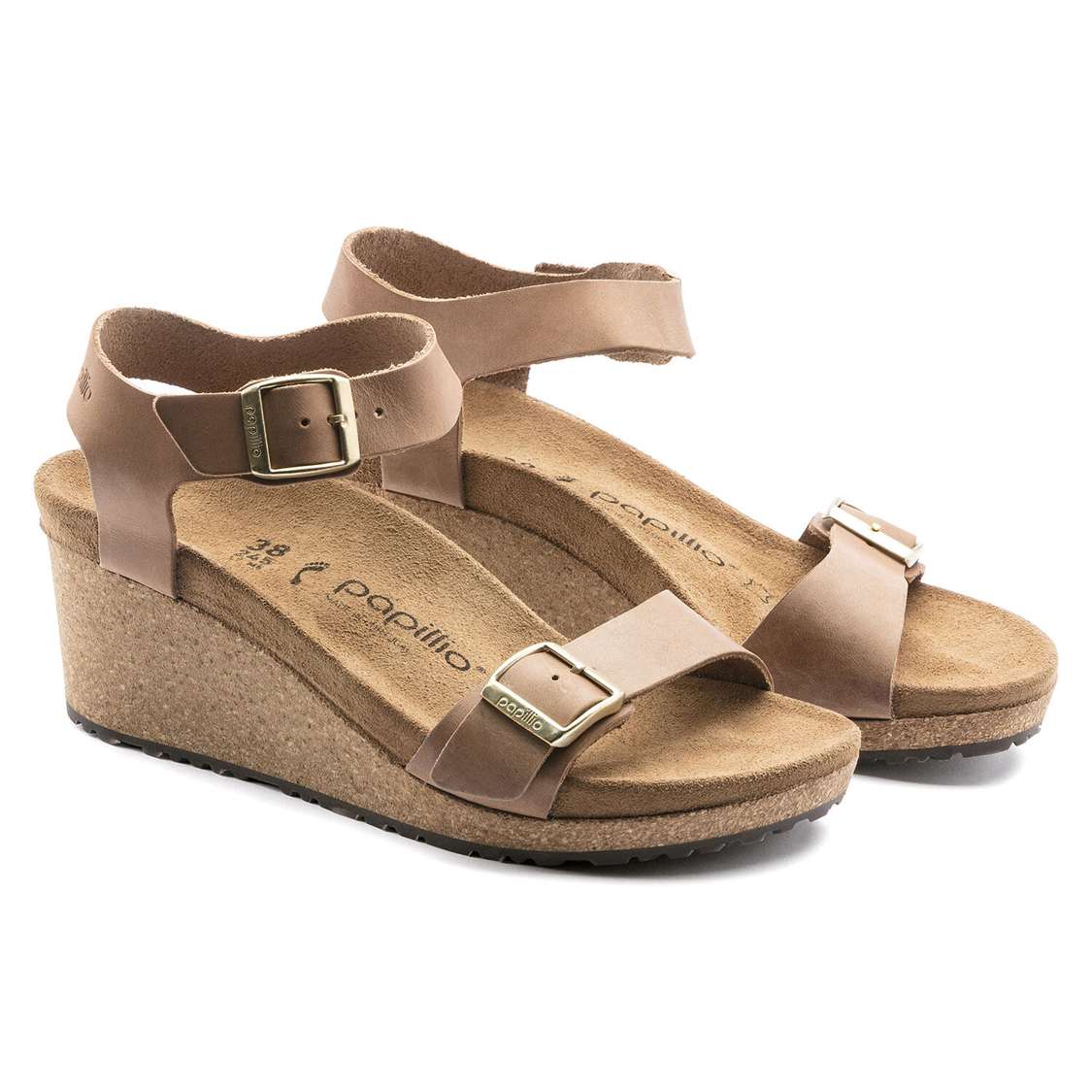 Birkenstock Soley Oiled Leather Two Strap Sandals Brown | 8updvQ8KMN8