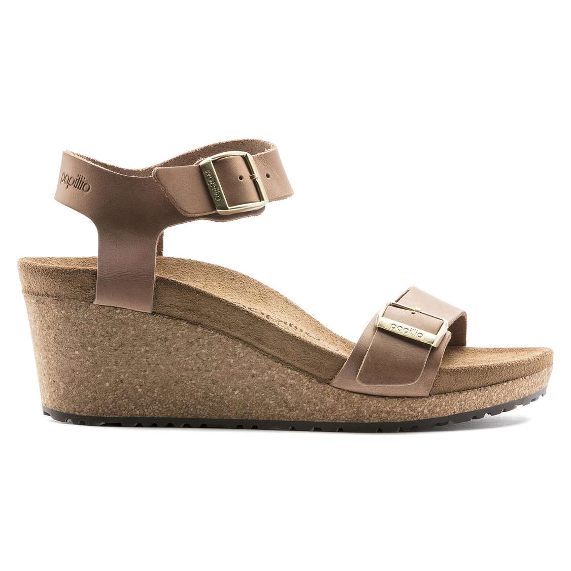 Birkenstock Soley Oiled Leather Wedges Sandals Brown | yULhtP9zfaW