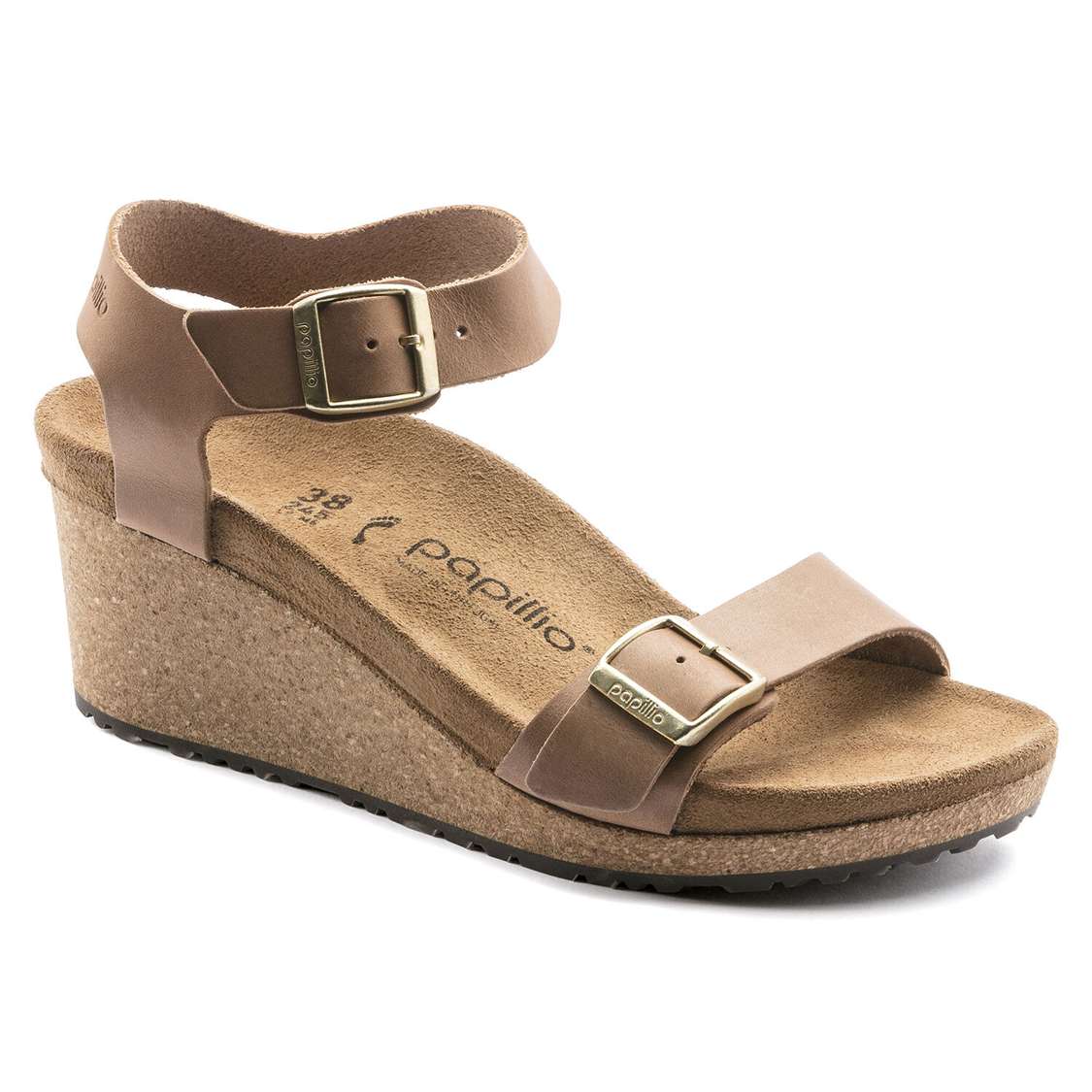 Birkenstock Soley Oiled Leather Wedges Sandals Brown | yULhtP9zfaW