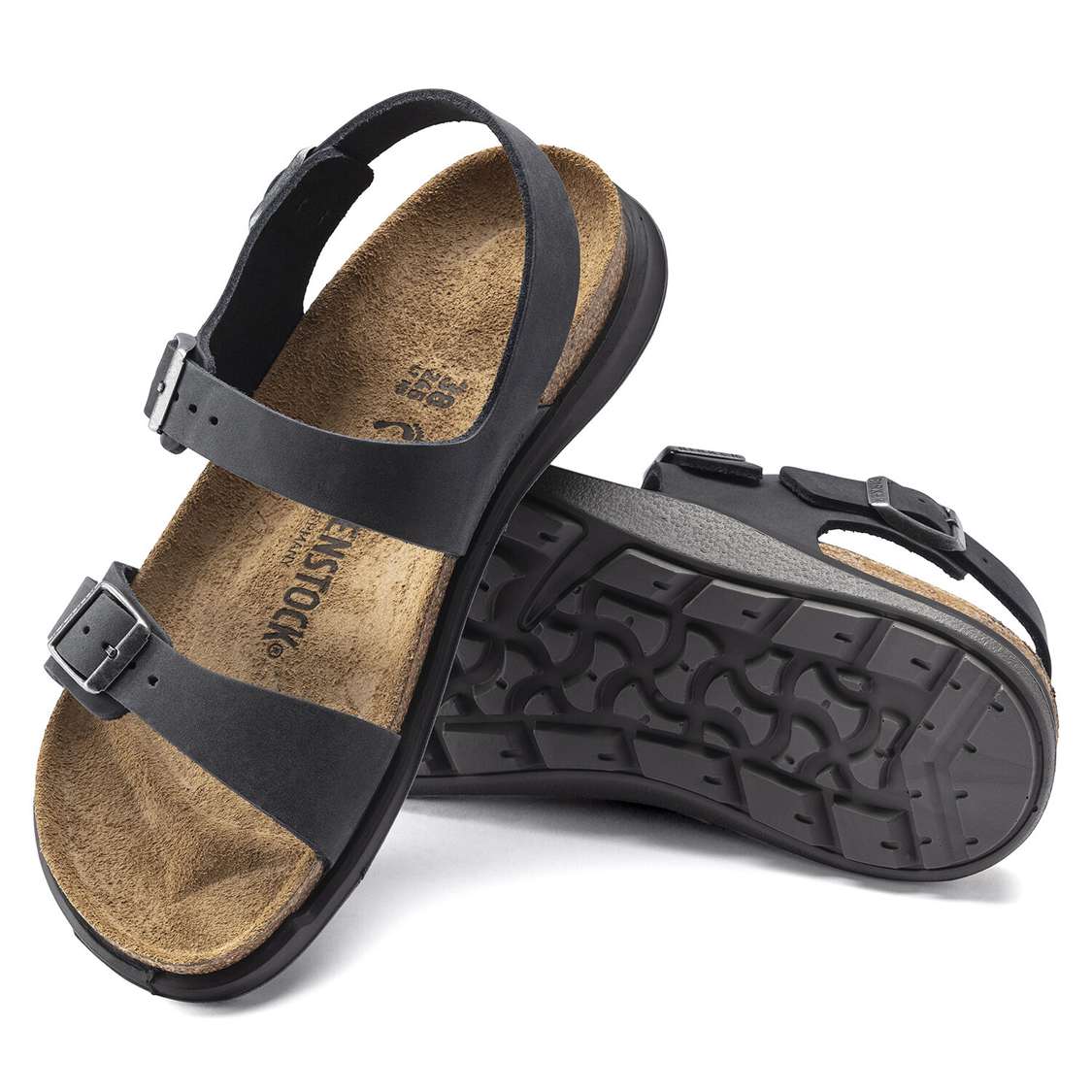 Birkenstock Sonora Oiled Leather Back Strap Sandals Black | NH5GM1DY9lu