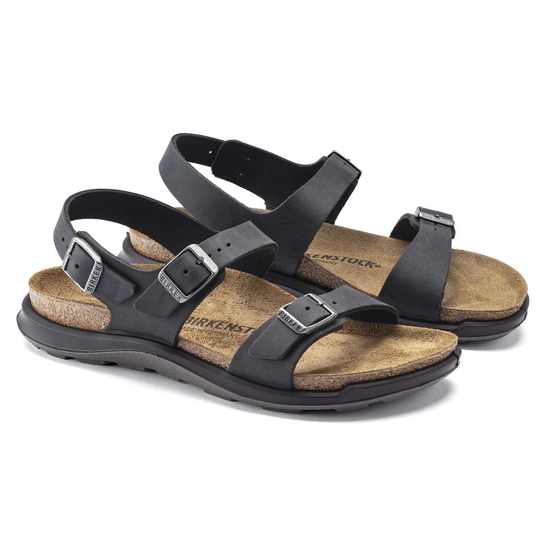 Birkenstock Sonora Oiled Leather Back Strap Sandals Black | NH5GM1DY9lu