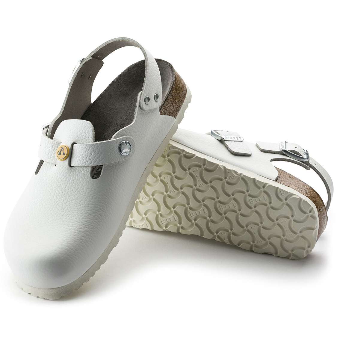 Birkenstock Tokio ESD Leather Clogs White | UDxXCoIm2n9