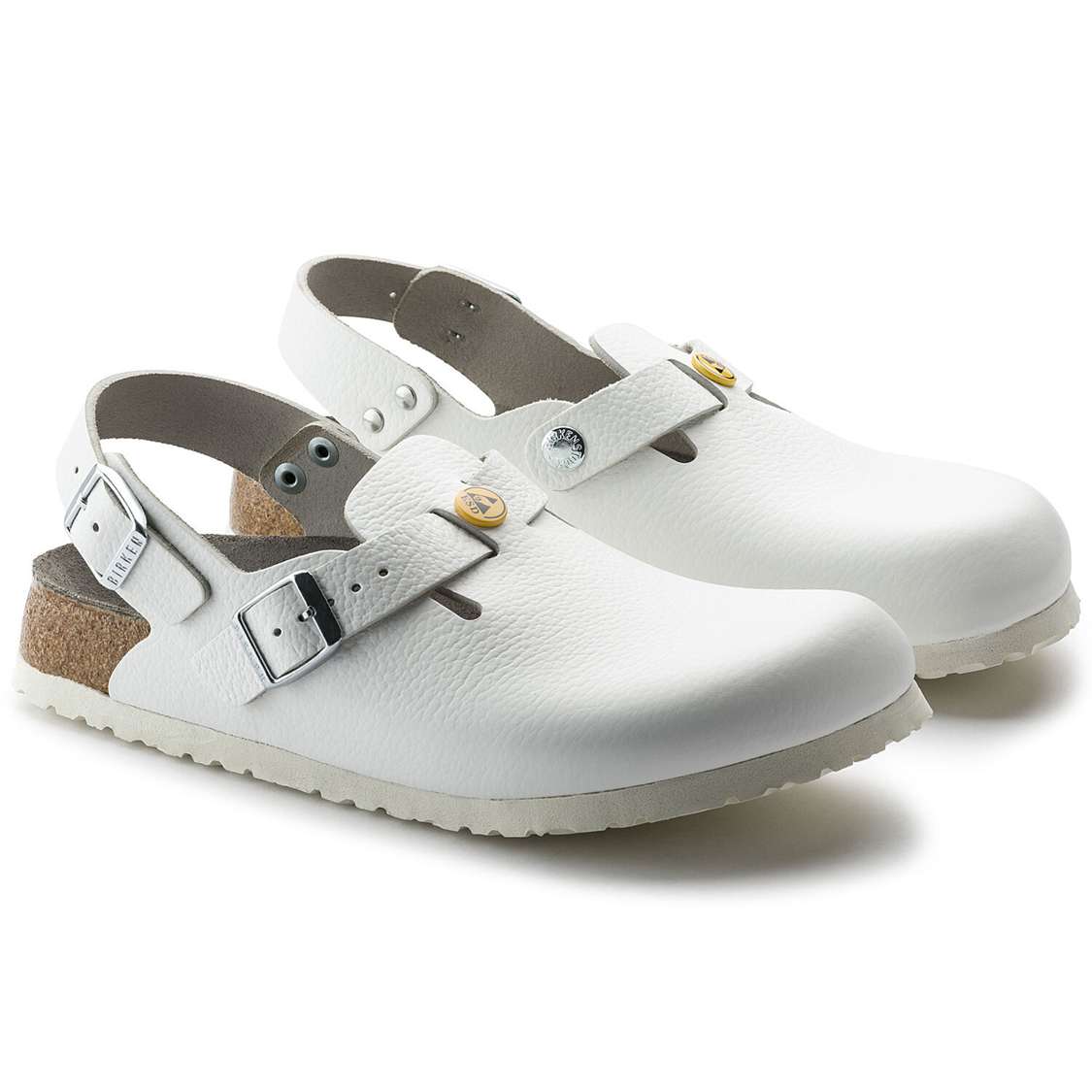 Birkenstock Tokio ESD Leather Clogs White | UDxXCoIm2n9