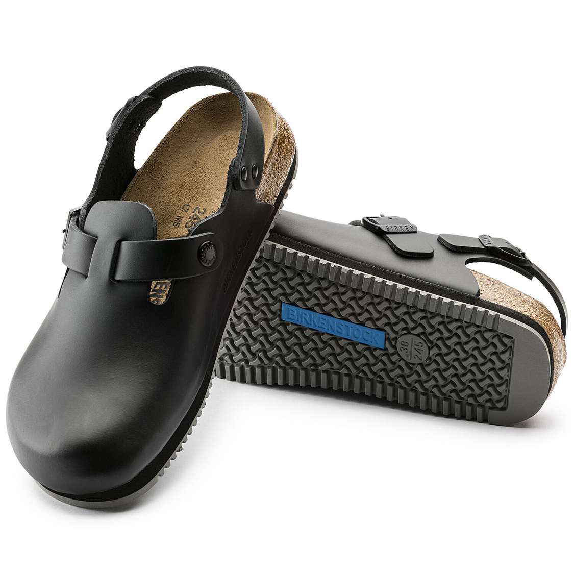 Birkenstock Tokio Super Grip Leather Clogs Black | DweH88Vo2u8