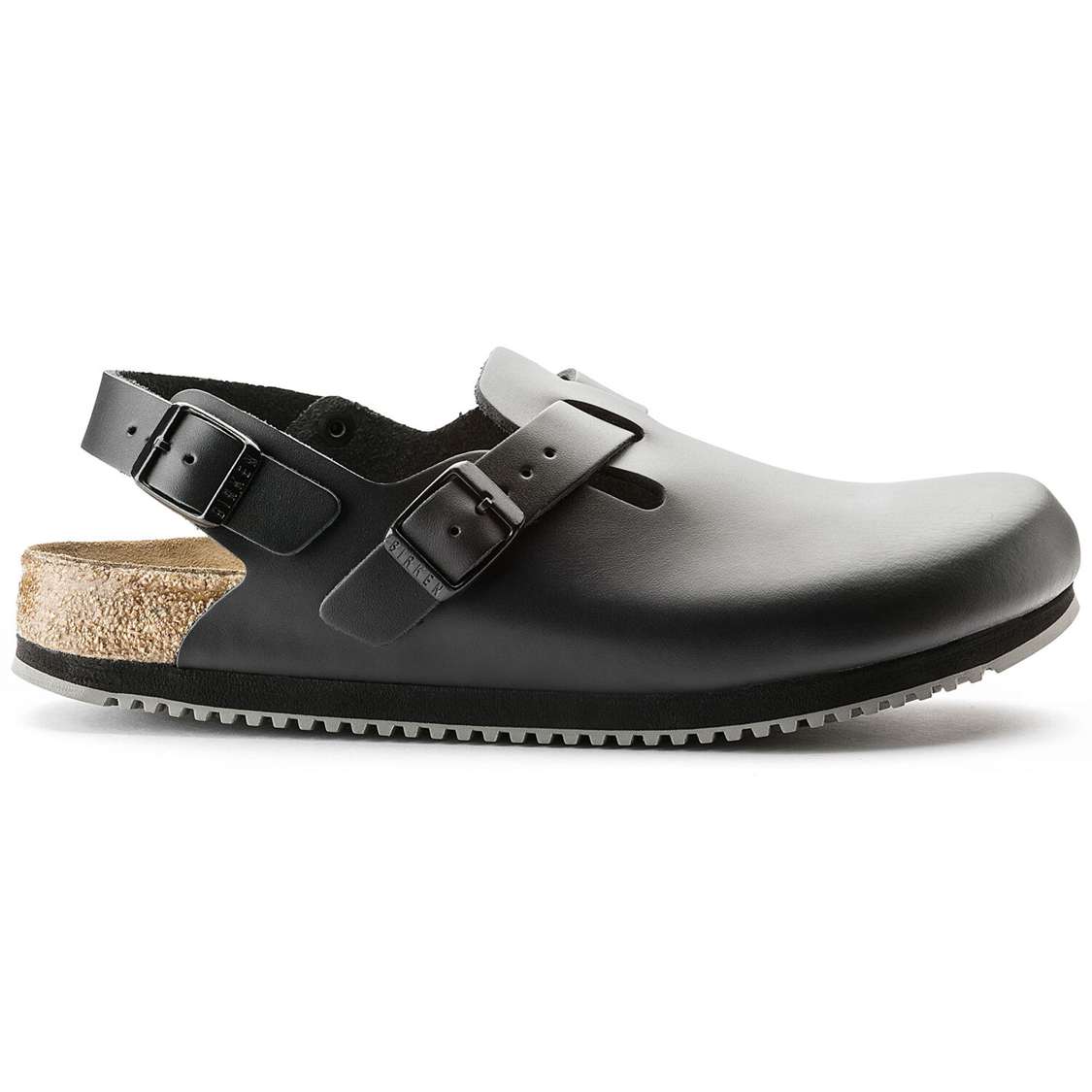 Birkenstock Tokio Super Grip Leather Clogs Black | DweH88Vo2u8